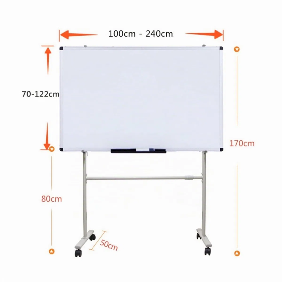 Soporte De Pizarra Rodante Grande, Estante De Soporte De Pizarra Móvil De Borrado En Seco De Ángulo Ajustable, Se Adapta A Pizarra Tamaño Máximo 120x240cm