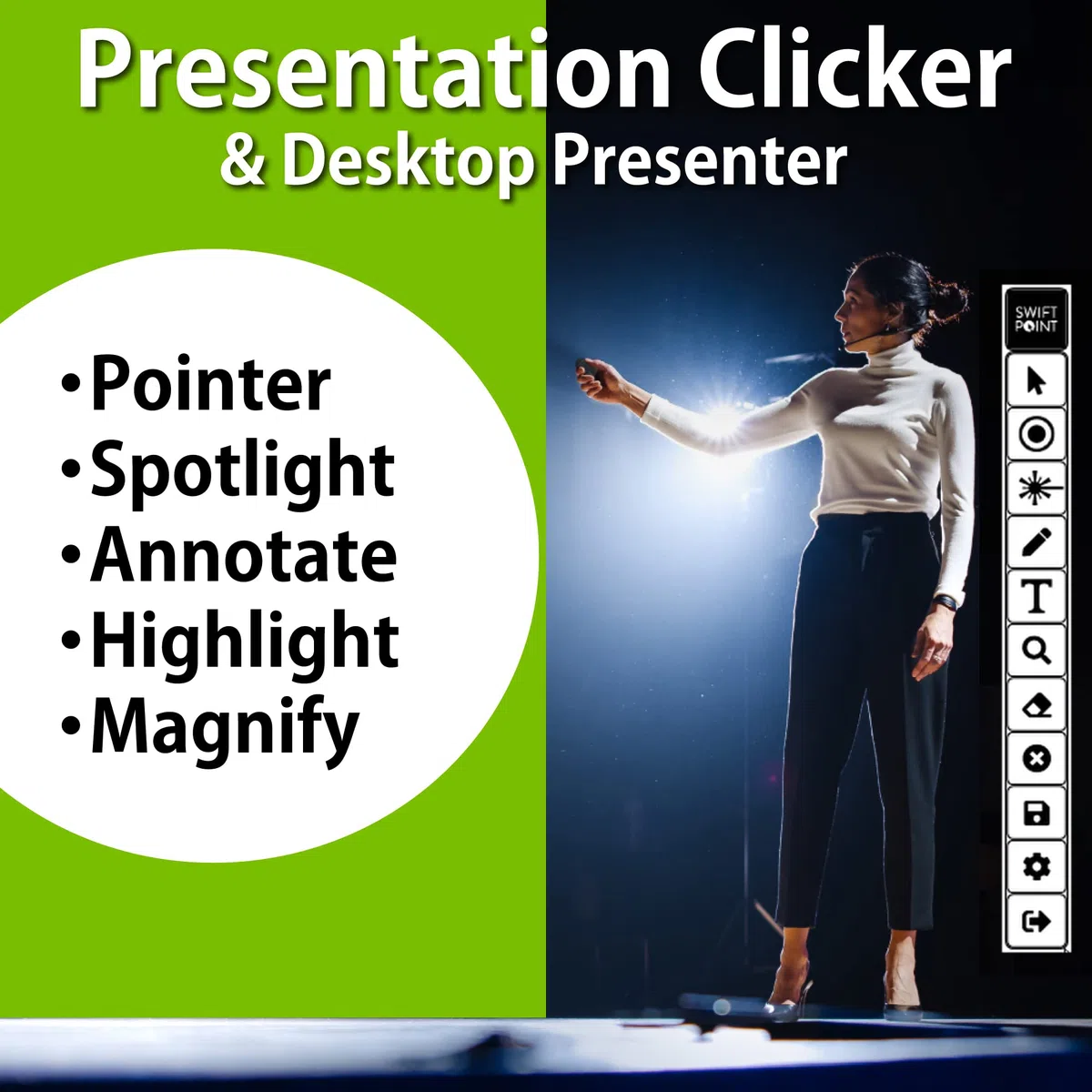 TRACPOINT Presentation Clicker and Travel Mouse | Trackpad Features with Premium Ergonomic Design by Swiftpoint | Wireless, Bluetooth, Rechargeable