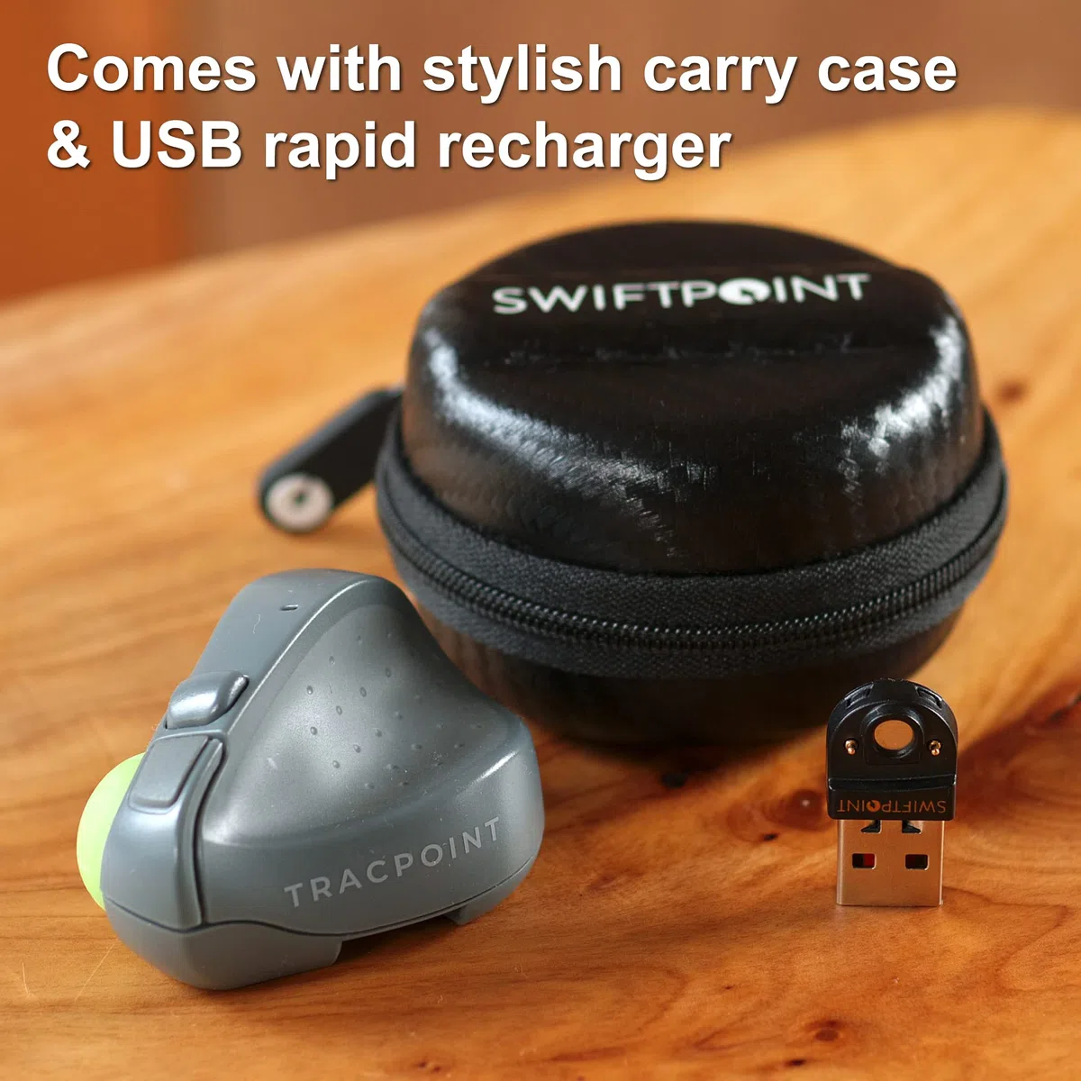 TRACPOINT Presentation Clicker and Travel Mouse | Trackpad Features with Premium Ergonomic Design by Swiftpoint | Wireless, Bluetooth, Rechargeable