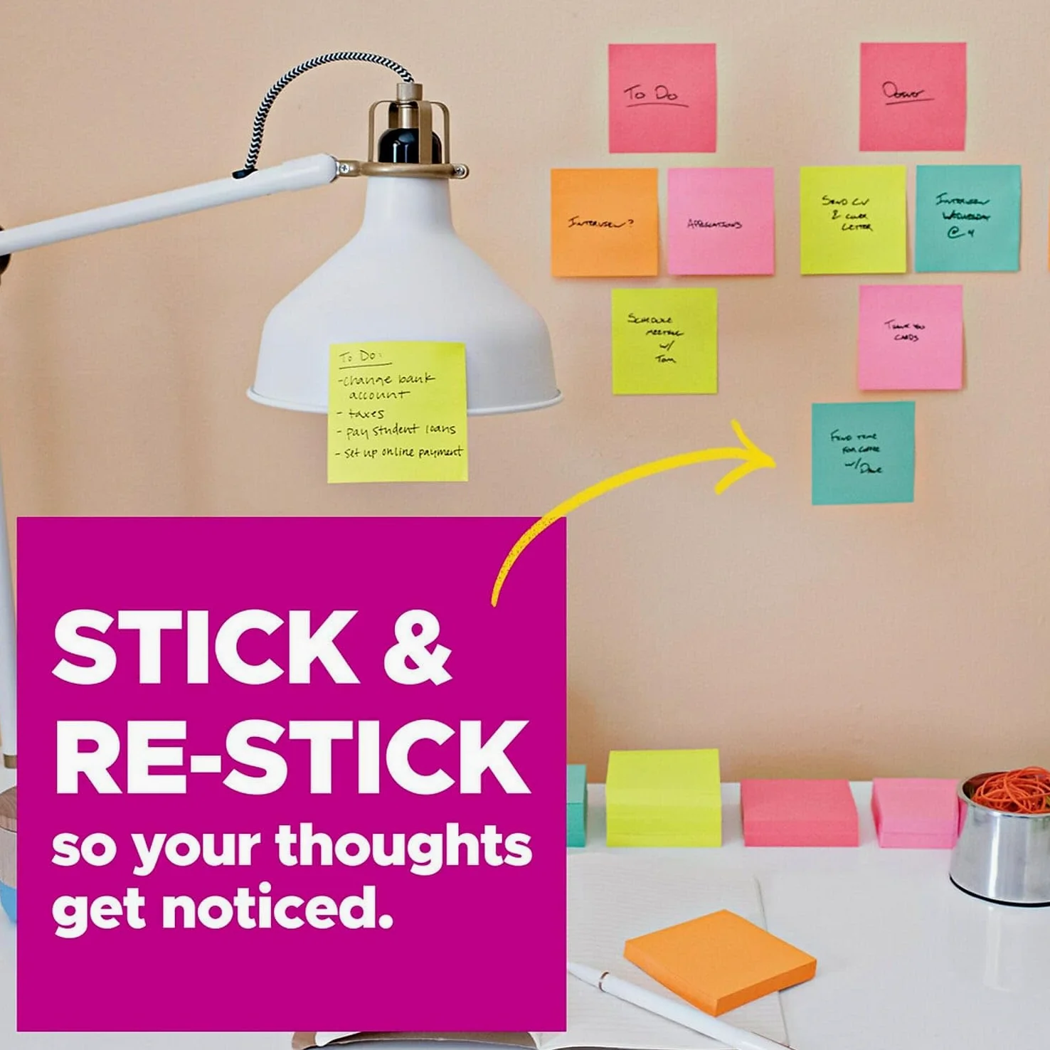 Post-it Super Sticky Note oficina Pack 3 "x 3" amarillo Papel 24/Unidades