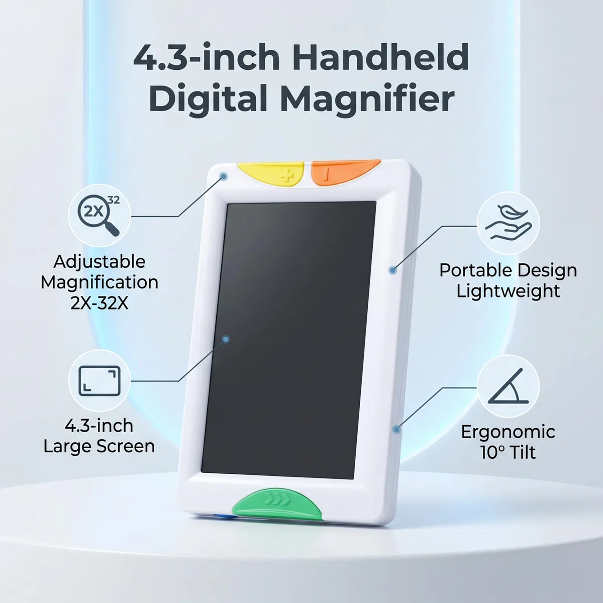 Generic Lupa Digital, Lupa Electrónica Portátil, Inclinación de 10 Grados con Zoom 32X para Personas Mayores, Ayuda de Lectura de Baja Visión, Pantalla de 4,3"