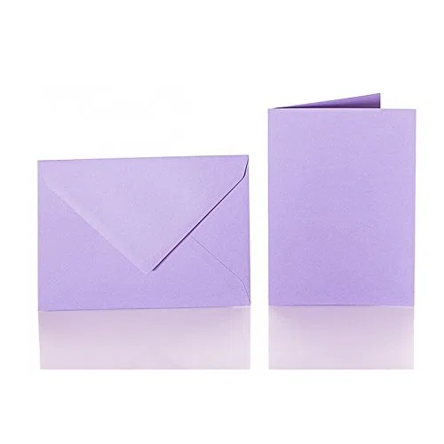 Lote de 100 sobres con solapa triangular (C5, 120 g + 100 tarjetas dobles de 240 g, 150 x 200 mm), color lila 16