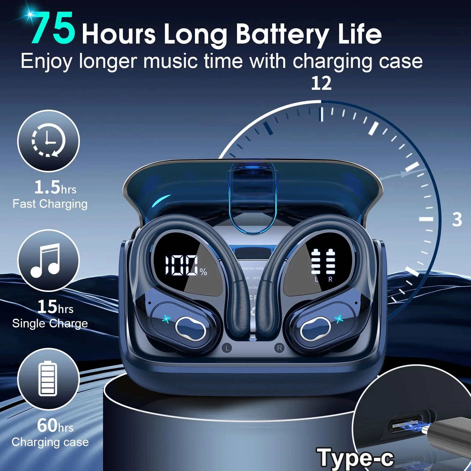 AI Auriculares Traductor, 164 Idiomas y 6 Modos de Traducción, Bluetooth 5.4 con ENC y App con para Viajes/Negocios/Aprendizaje/Reunirse Azul