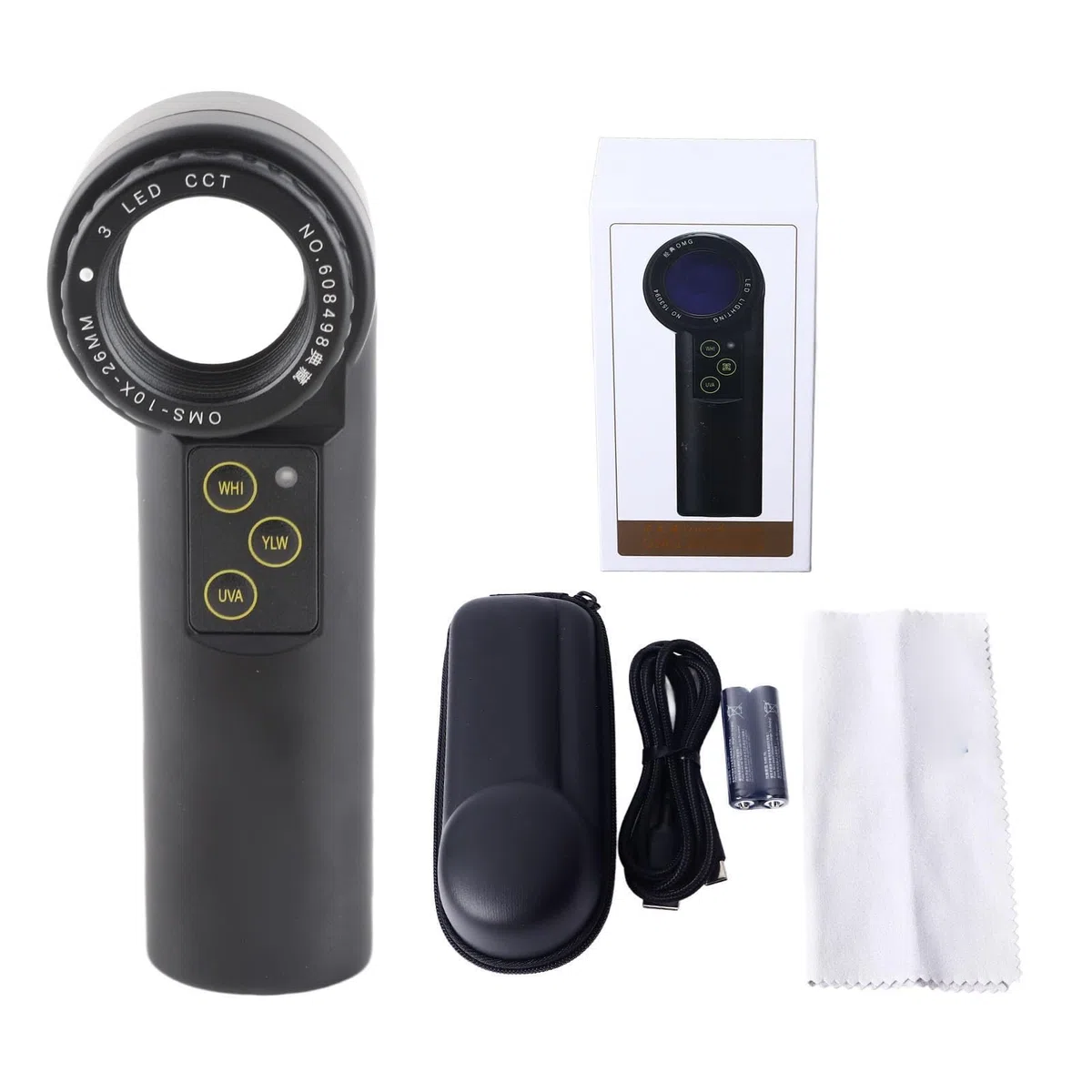 Jiawu Lupa Monocular para Reparación de Relojes, Iluminación LED Brillante, Lupa Portátil, de Bolsillo con Lentes de Vidrio de Doble Capa para Joyería, Monedas, Sellos y Reparación de Relojes (10X)