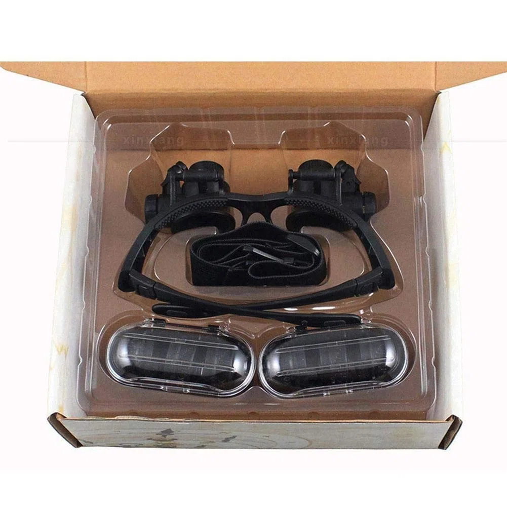 Lupa de reparación montada en la Cabeza 10X 15X 20X 25X Gafas con luz LED Lupa Diadema Joyería Relojero Lente óptica Lupa de Vidrio Lupa Lectura/Observación/Reparación Iluminación de reparación