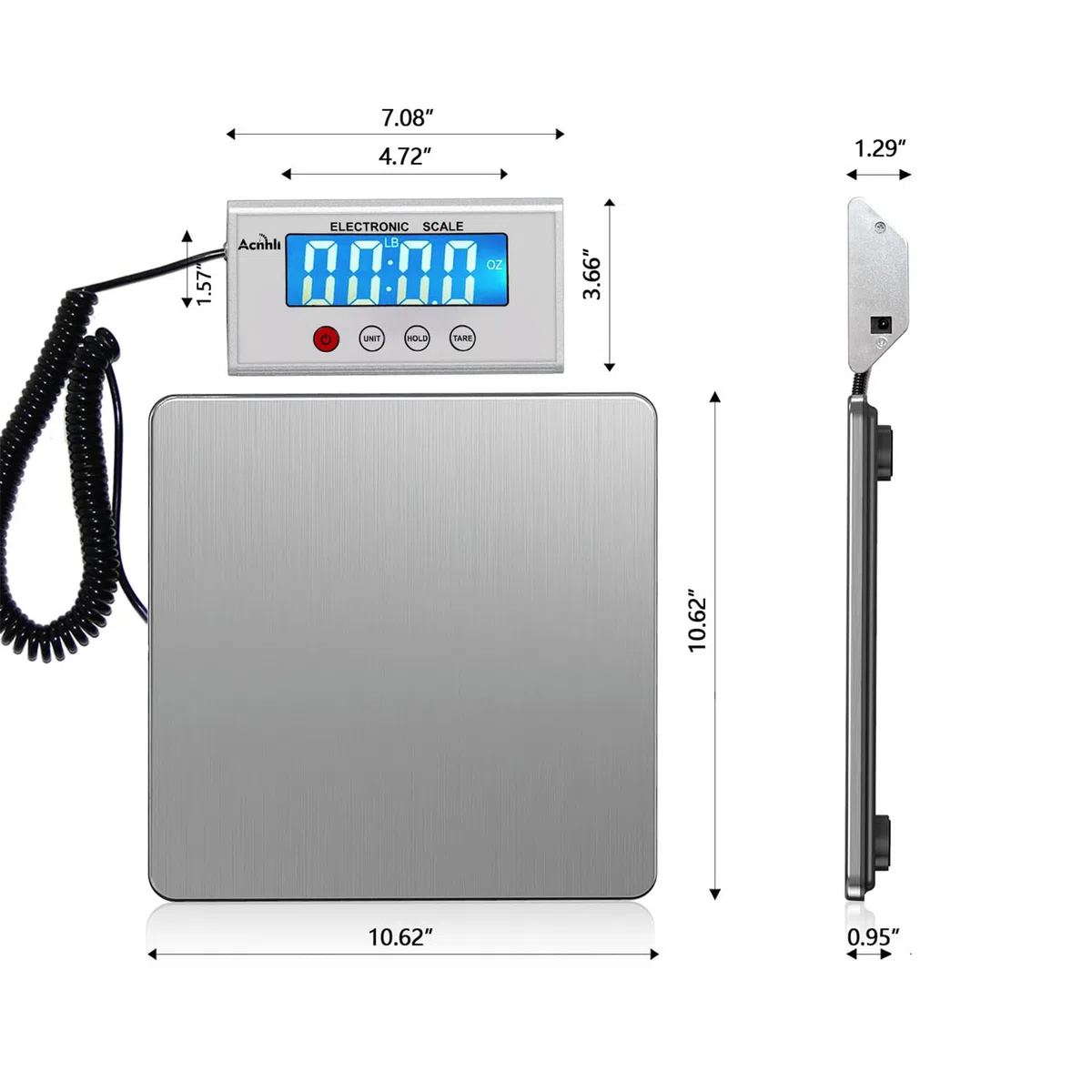 Báscula de envío digital de 440 libras, báscula postal de acero inoxidable resistente para almacenes, hogares, oficinas y empresas de mensajería, incluyendo manuales del producto y adaptadores