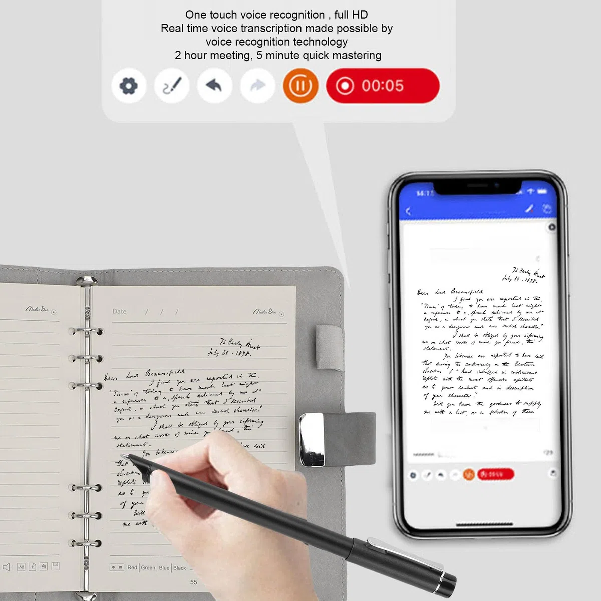 Cuaderno Inteligente para Estudiantes y Profesores, Almacenamiento en la Nube con Sincronización en Tiempo Real, Notas Editables con Bolígrafo Reutilizable para Reuniones y Aprendizaje