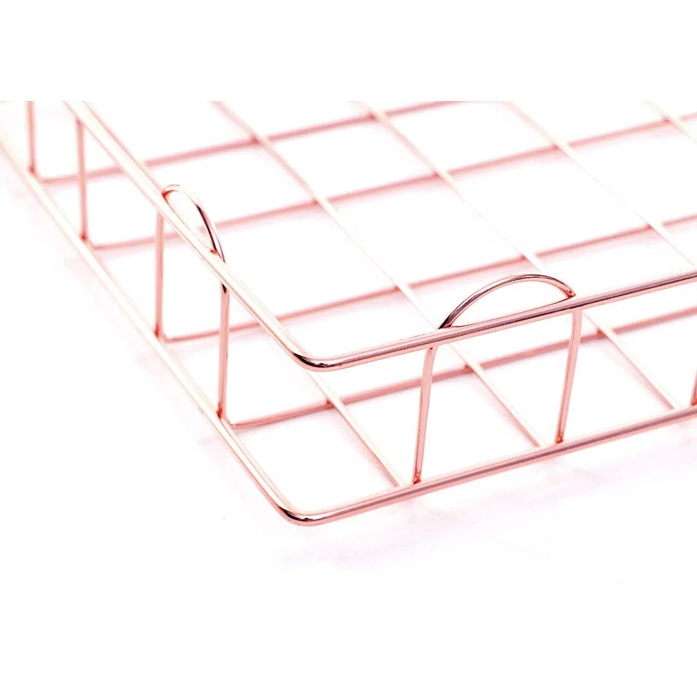 NANANA Bandeja de Archivos Apilables, Organizador de Archivos de Escritorio de 4 Niveles, Bandeja de Almacenamiento para Organizador de Escritorio Suministros(1 Juego/4 Piezas),Rose Gold
