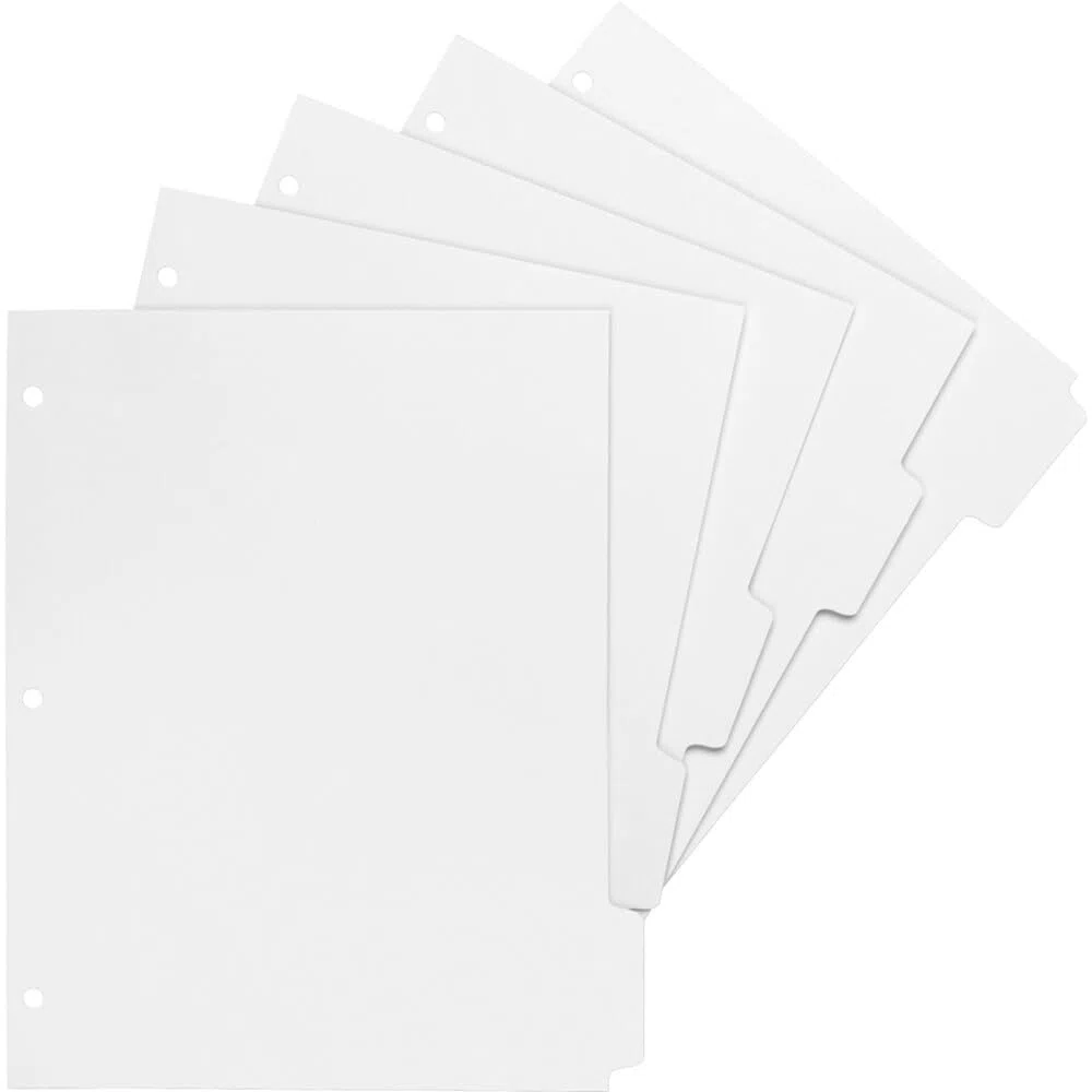 S.p. Richards empresa print-on Tab divisores, 90 Luz, carta, 3-hp, 50 hojas por caja, White (spr02077)
